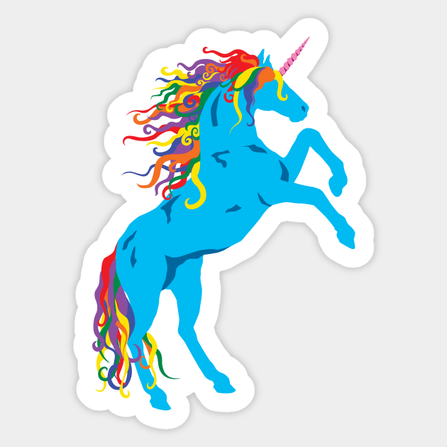 Rainbow Maned Cyan Pride Unicorn Sticker by PeregrinusCreative